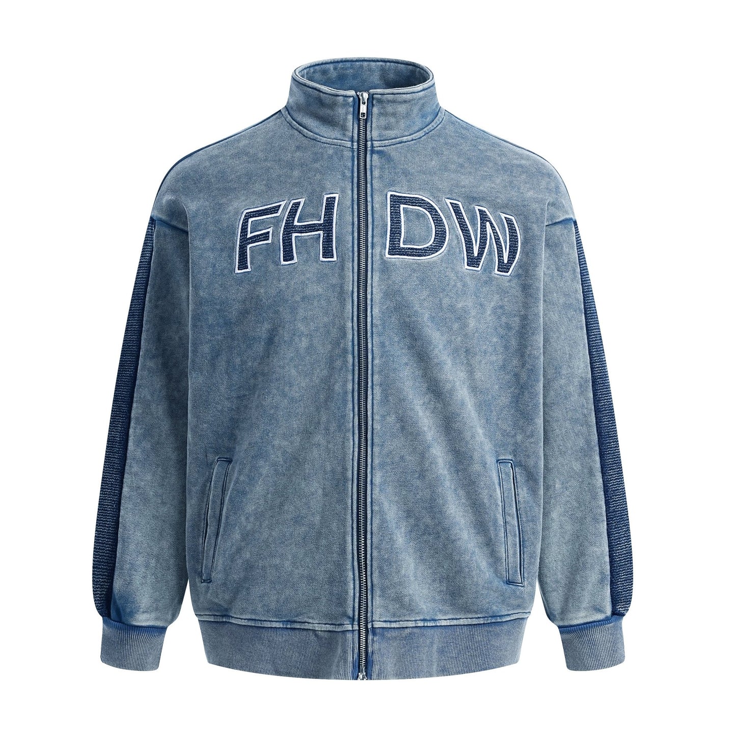 Appliqué Snow Washed Athletic Jacket - Full House Denim & Workshop