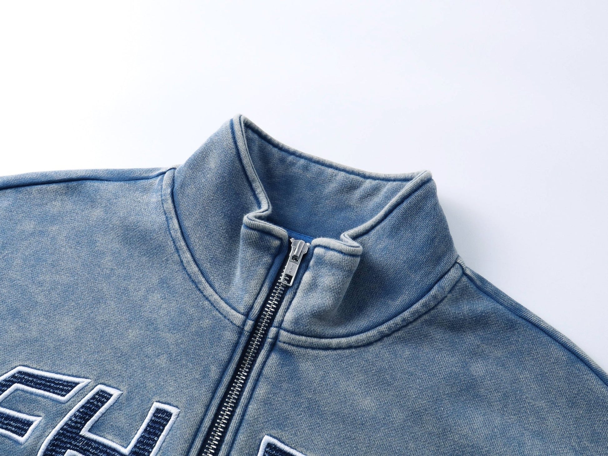 Appliqué Snow Washed Athletic Jacket - Full House Denim & Workshop