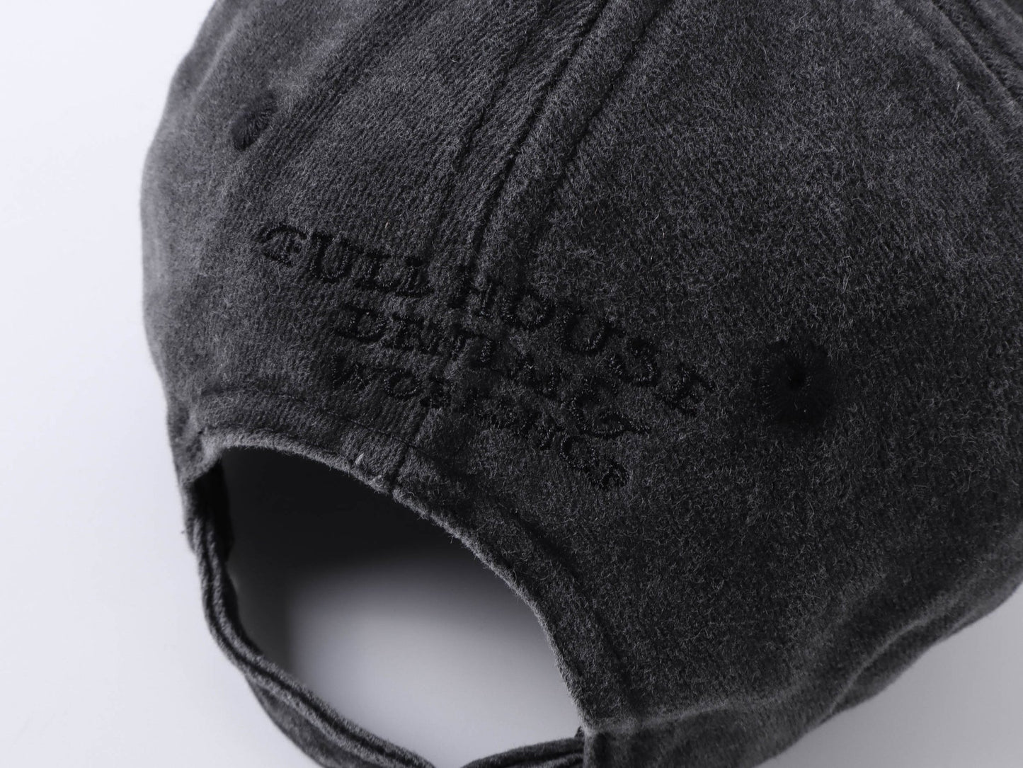 【Black】Full - Embroidery Stone Washed Cap - Full House Denim & Workshop