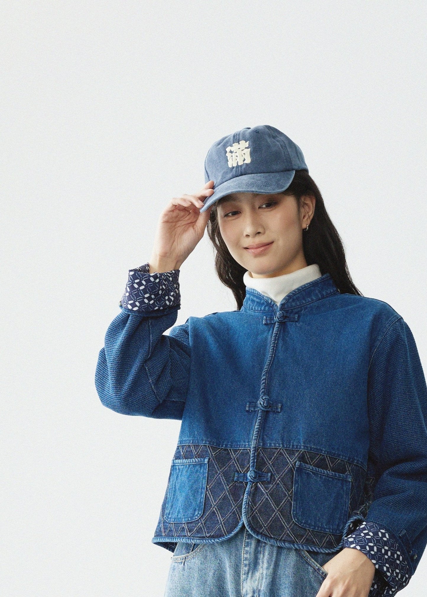 【Blue】Full - Embroidery Stone Washed Cap - Full House Denim & Workshop