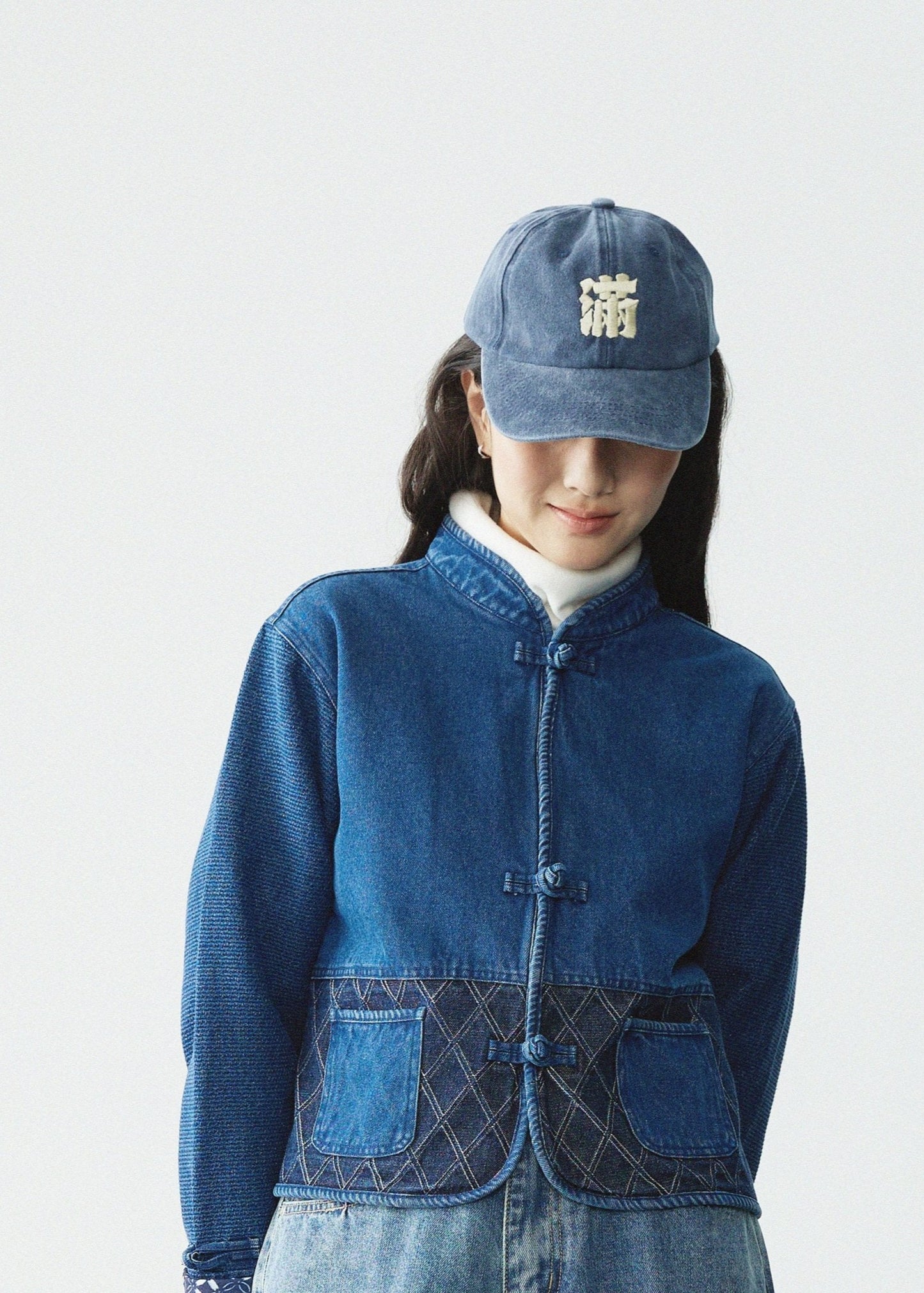 【Blue】Full - Embroidery Stone Washed Cap - Full House Denim & Workshop