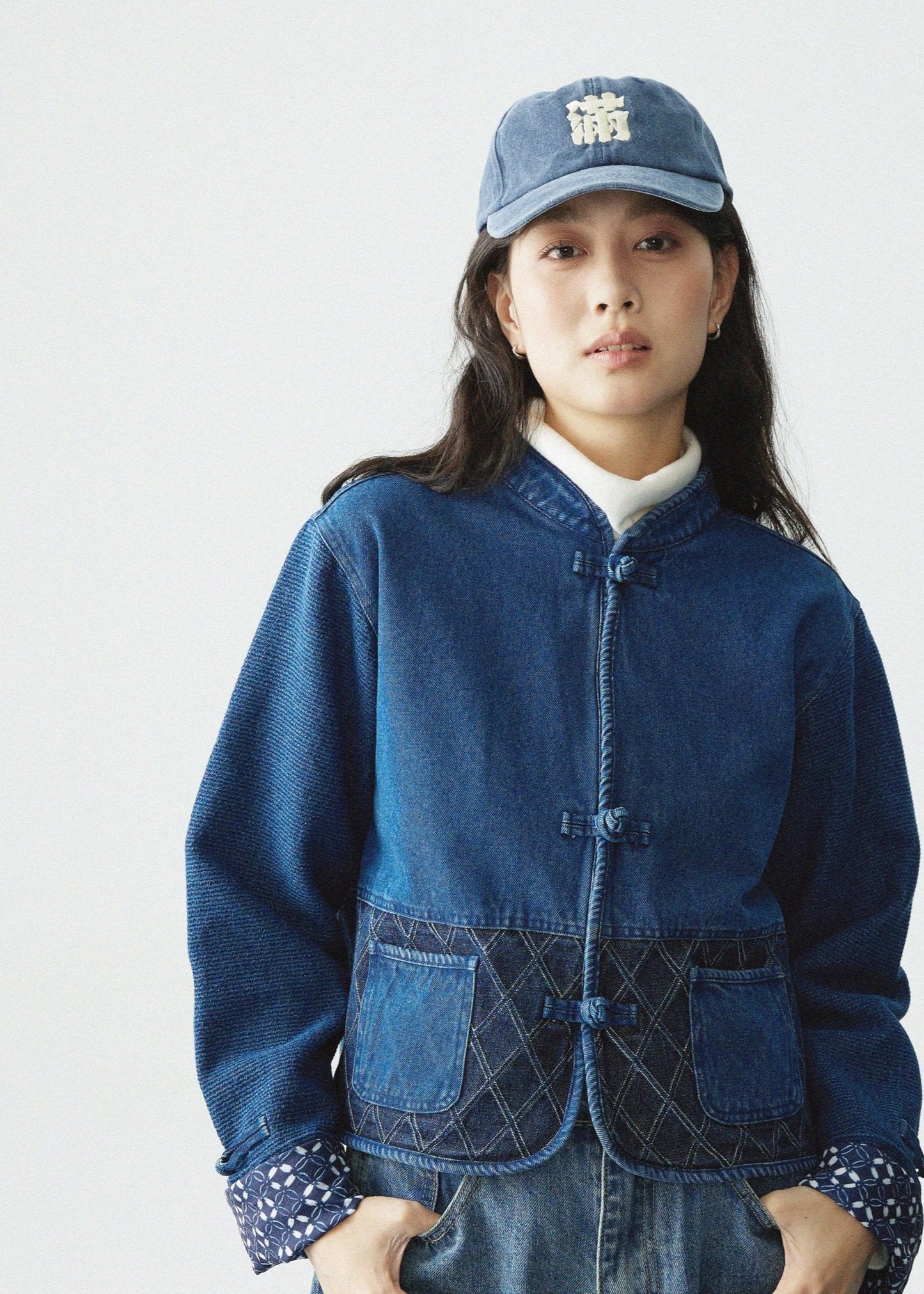 【Blue】Full - Embroidery Stone Washed Cap - Full House Denim & Workshop