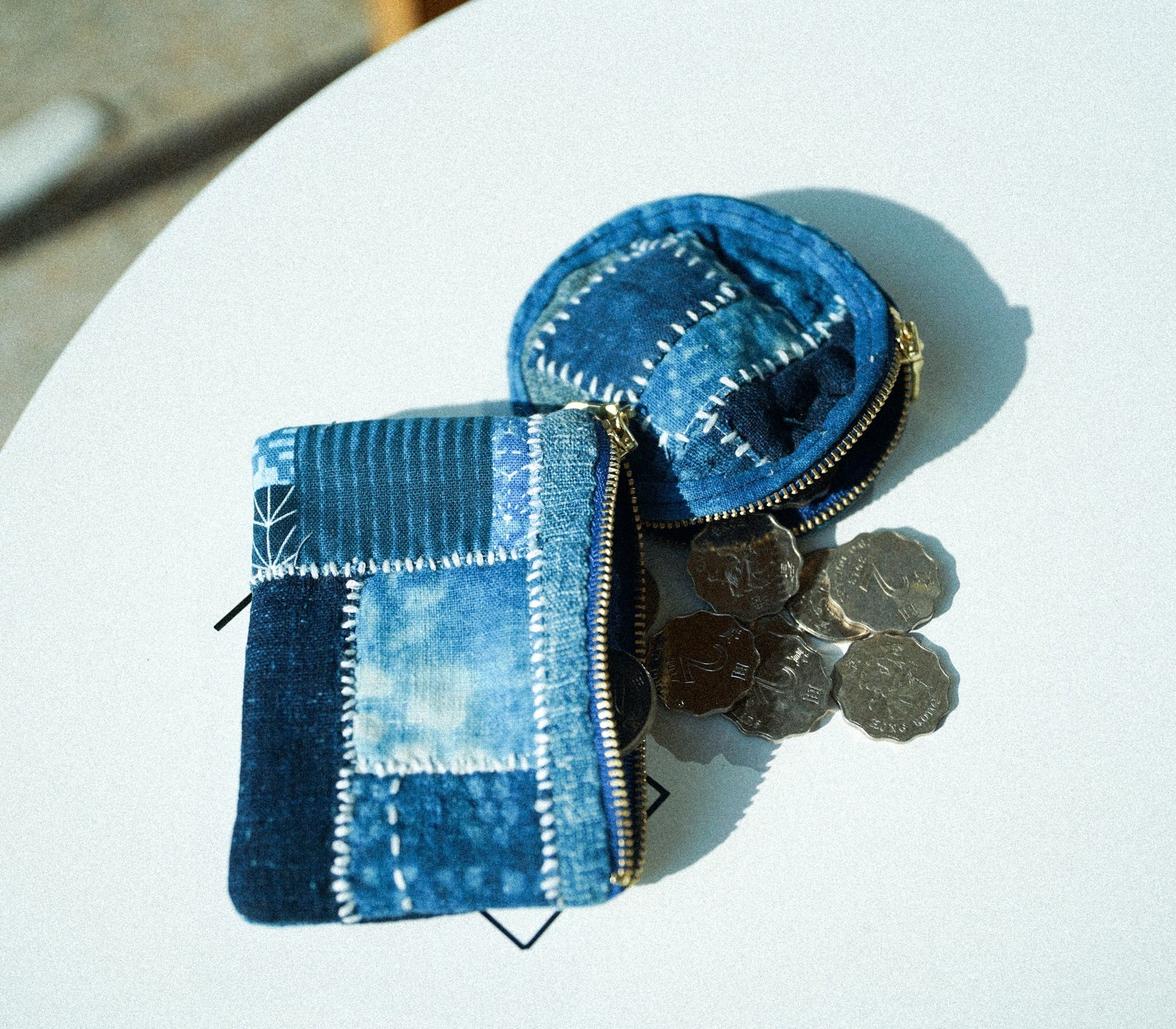 Boro & Sashiko Circle Coins Purse - Full House Denim & Workshop