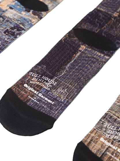 Boro & Sashiko Digital Print Socks - Full House Denim & Workshop