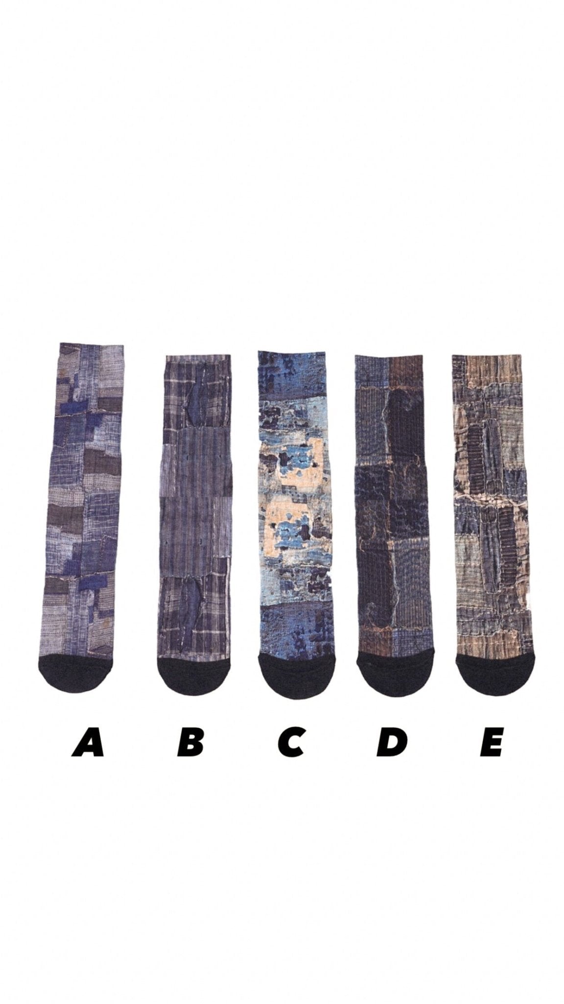 Boro & Sashiko Digital Print Socks - Full House Denim & Workshop