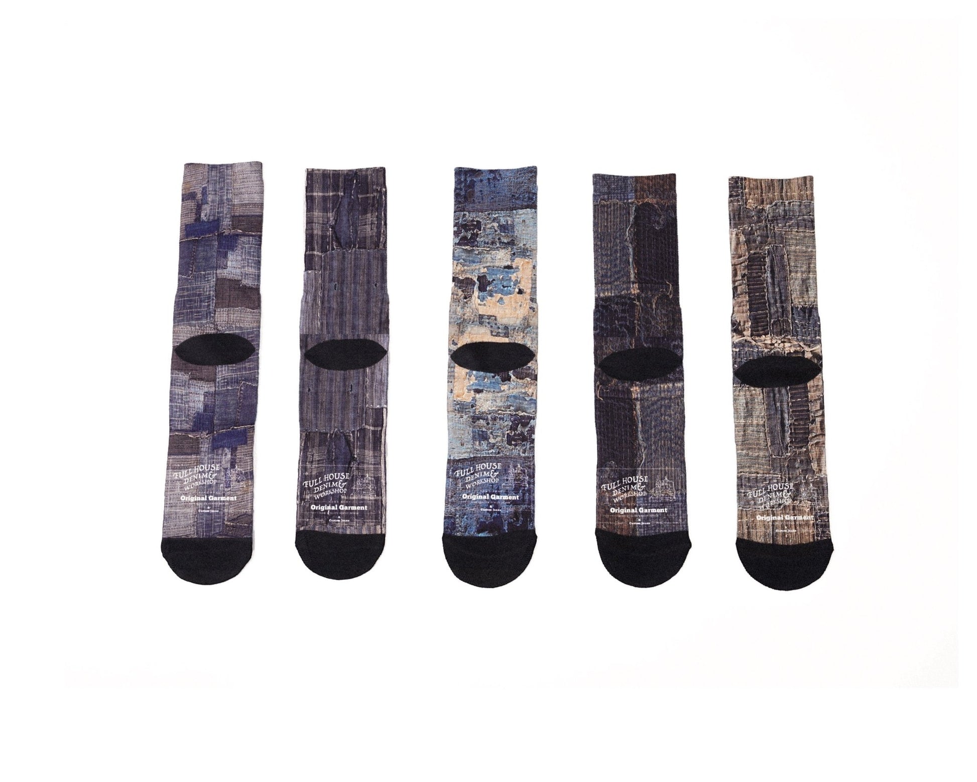 Boro & Sashiko Digital Print Socks - Full House Denim & Workshop