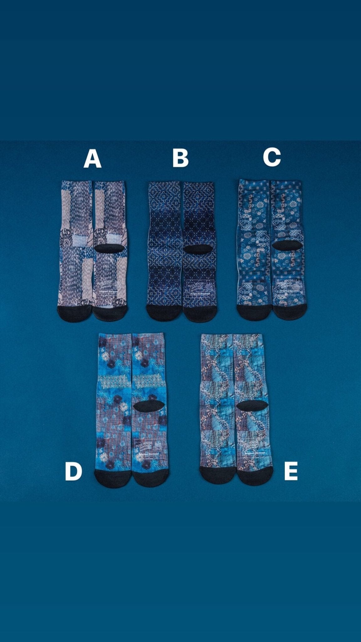 Boro & Sashiko Digital Print Socks II - Full House Denim & Workshop