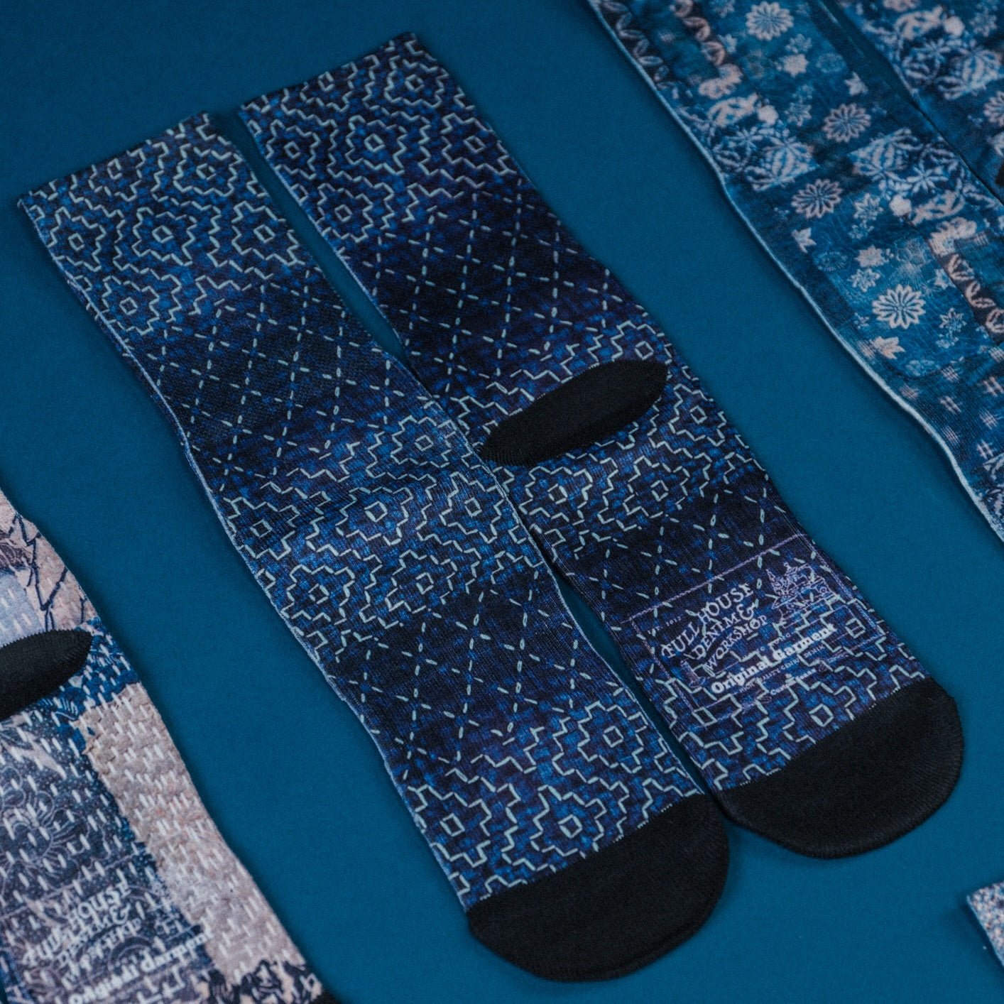 Boro & Sashiko Digital Print Socks II - Full House Denim & Workshop