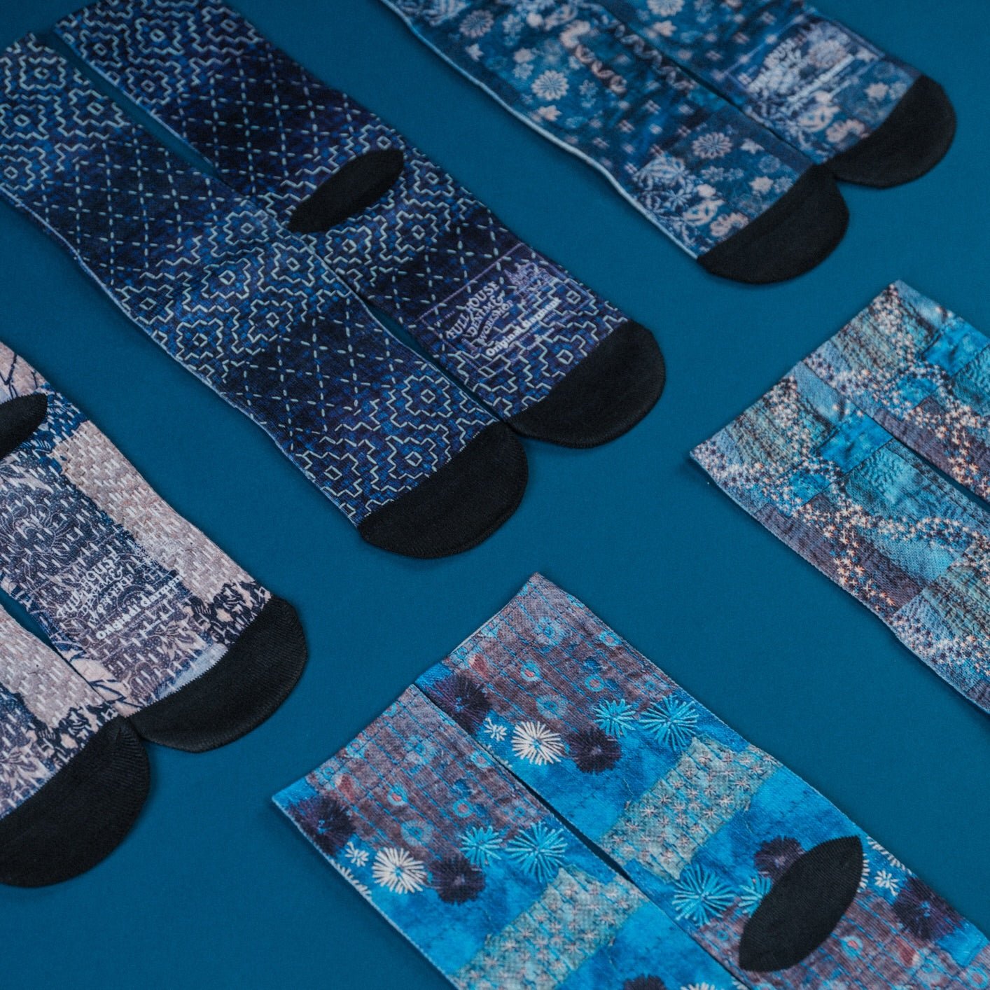 Boro & Sashiko Digital Print Socks II - Full House Denim & Workshop