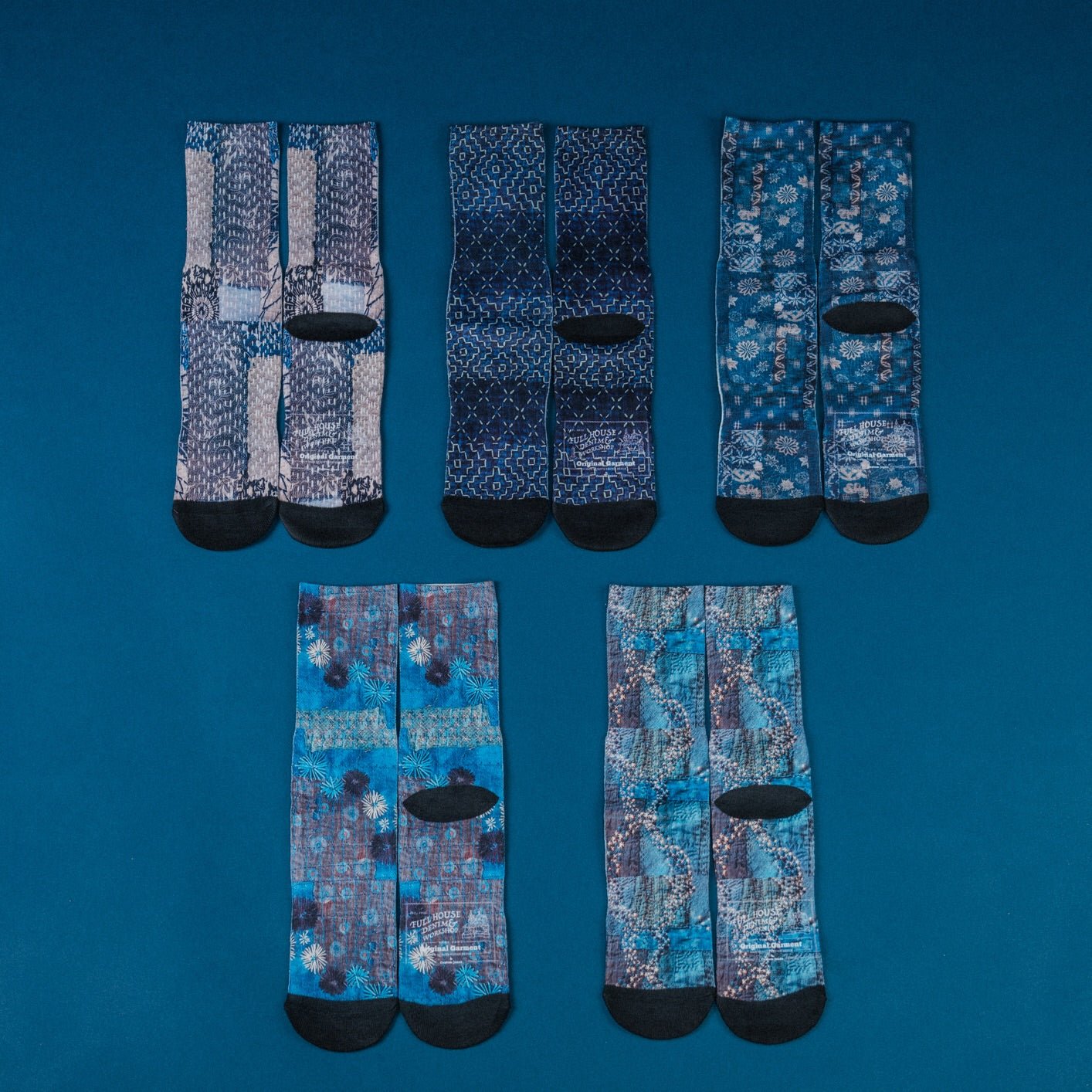 Boro & Sashiko Digital Print Socks II - Full House Denim & Workshop