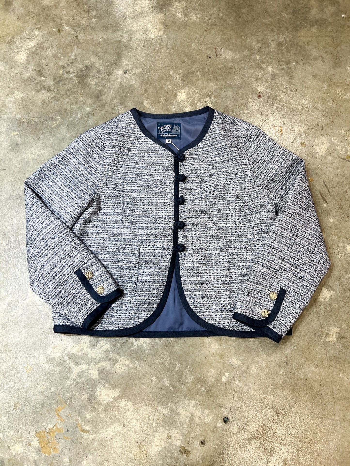 Collarless Ball Ball Tweed KF Jacket 波波盤扣花呢外套 - Full House Denim & Workshop