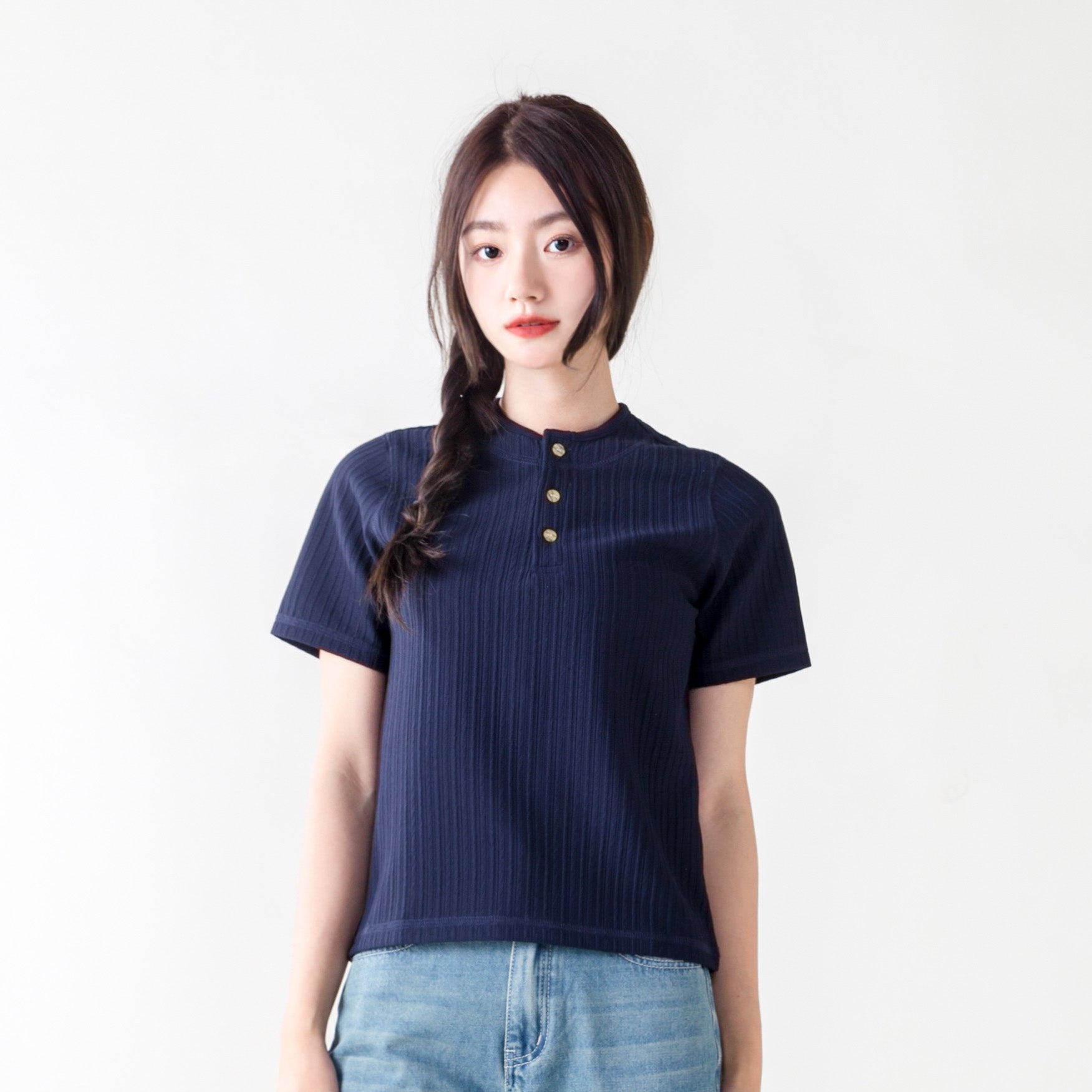 【男女同款】Corrugated Cotton Henley T-Shirt 瓦通棉亨利領T-Shirt - Full House Denim & Workshop