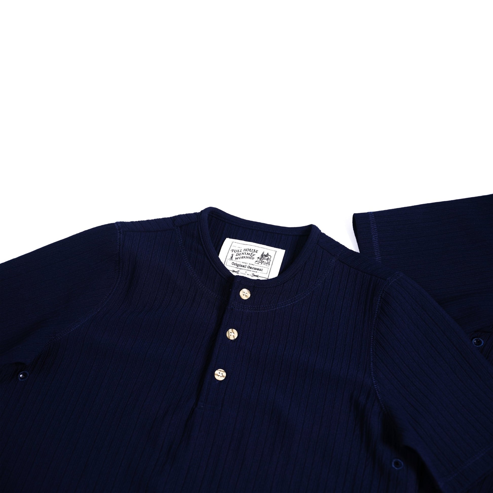 【男女同款】Corrugated Cotton Henley T-Shirt 瓦通棉亨利領T-Shirt - Full House Denim & Workshop