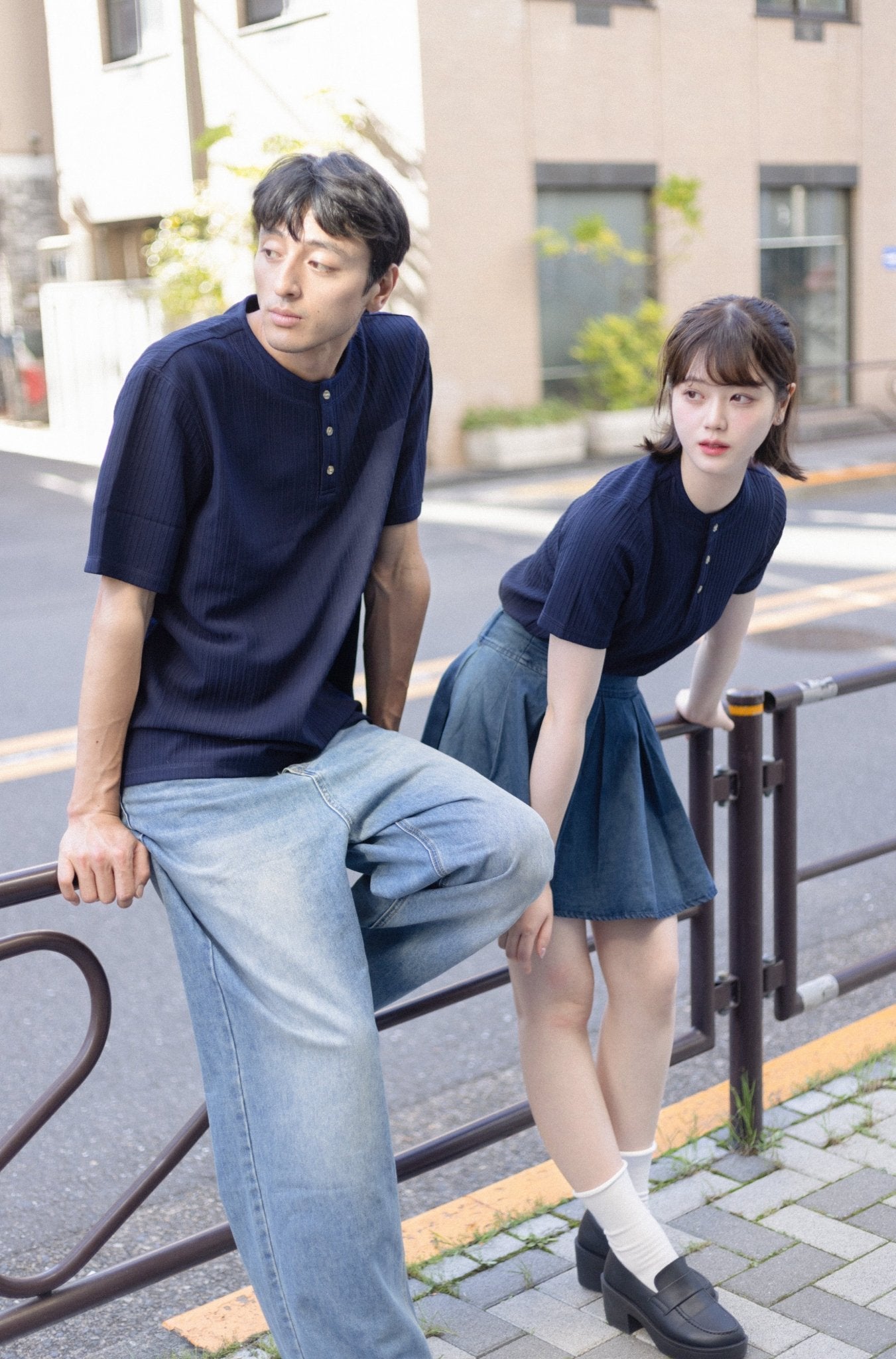 【男女同款】Corrugated Cotton Henley T-Shirt 瓦通棉亨利領T-Shirt - Full House Denim & Workshop