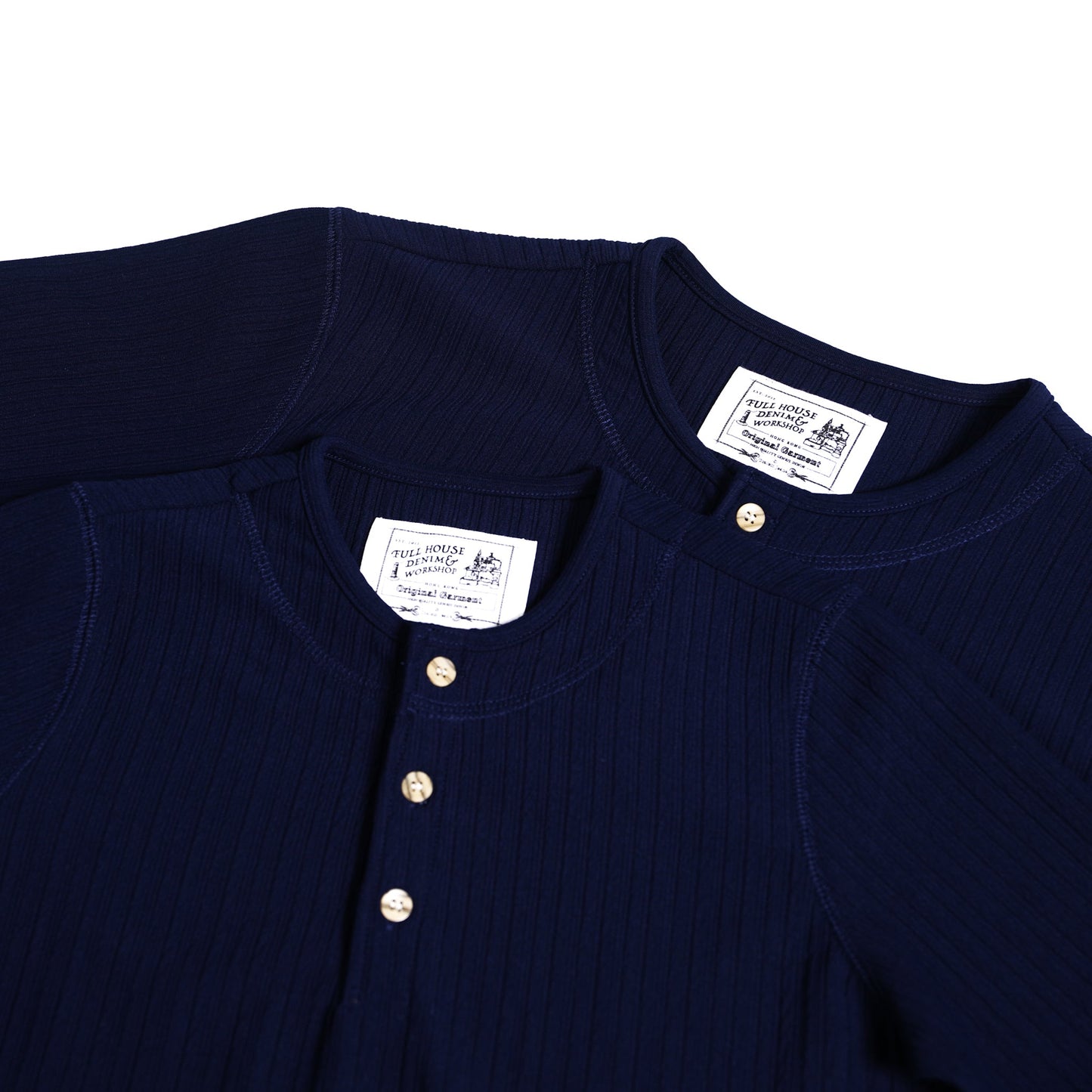 【男女同款】Corrugated Cotton Henley T-Shirt 瓦通棉亨利領T-Shirt - Full House Denim & Workshop