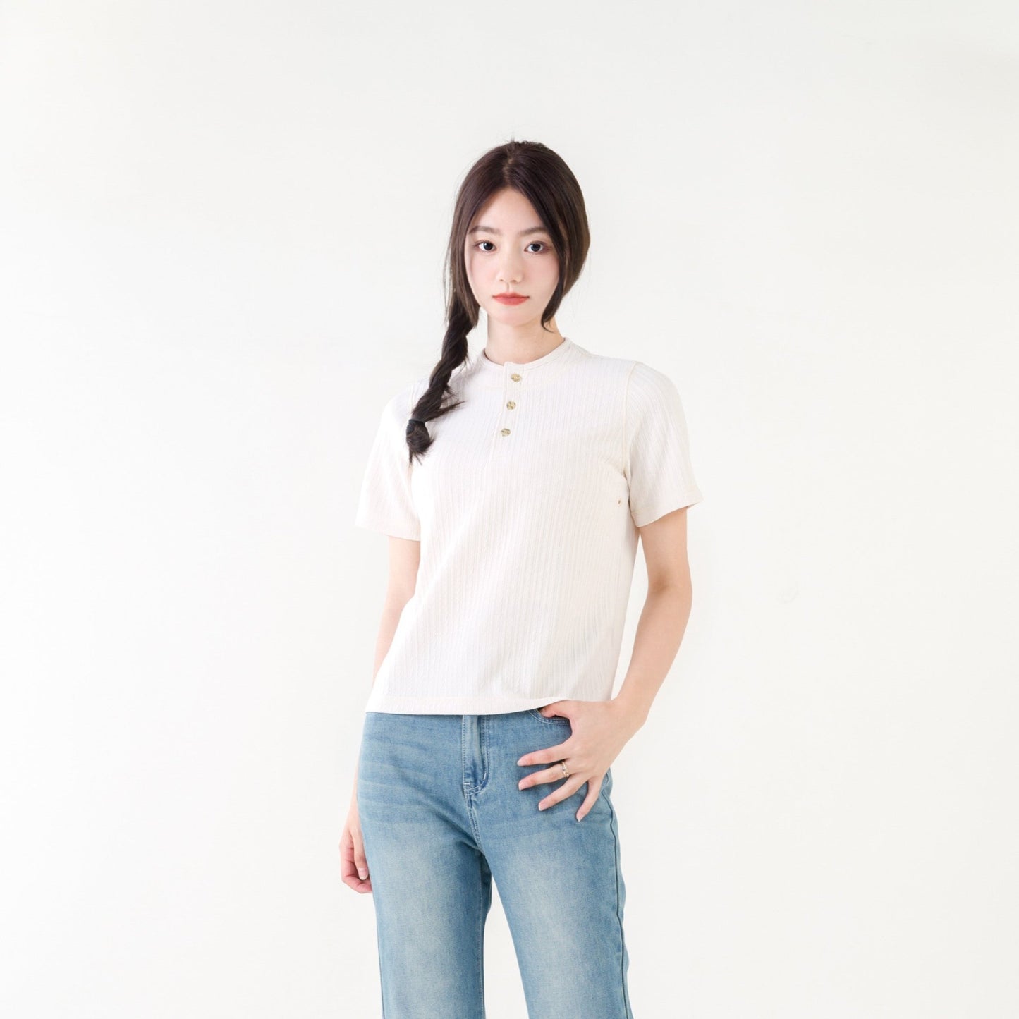 【男女同款】Corrugated Cotton Henley T-Shirt 瓦通棉亨利領T-Shirt - Full House Denim & Workshop