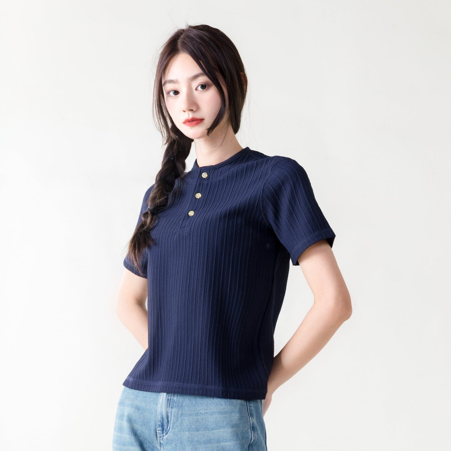 【男女同款】Corrugated Cotton Henley T-Shirt 瓦通棉亨利領T-Shirt - Full House Denim & Workshop