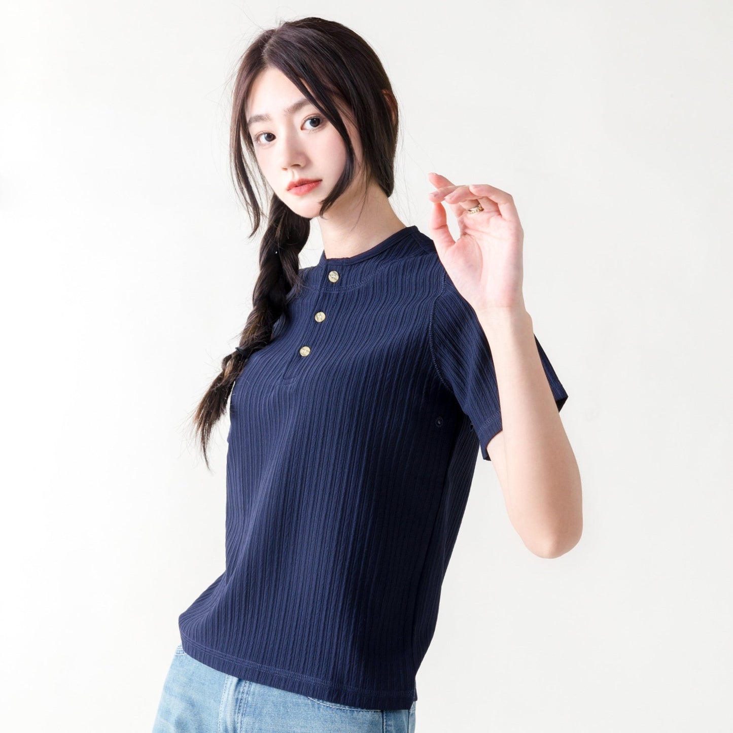 【男女同款】Corrugated Cotton Henley T-Shirt 瓦通棉亨利領T-Shirt - Full House Denim & Workshop