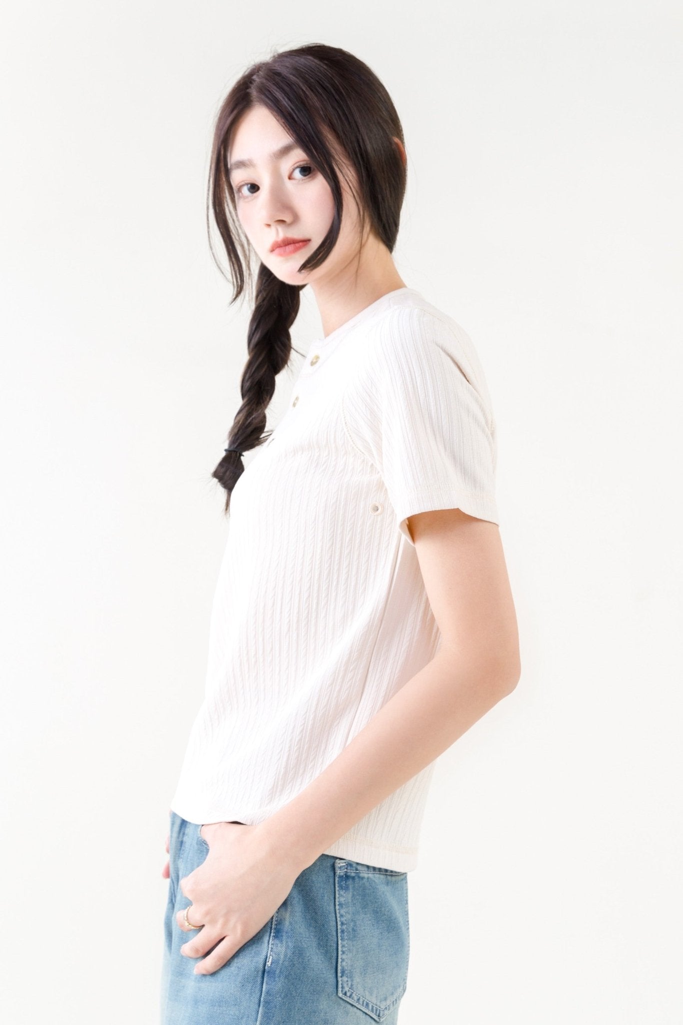 【男女同款】Corrugated Cotton Henley T-Shirt 瓦通棉亨利領T-Shirt - Full House Denim & Workshop