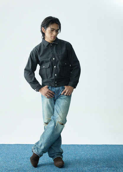 Double Lower Pocket Loose Denim JKT - Full House Denim & Workshop