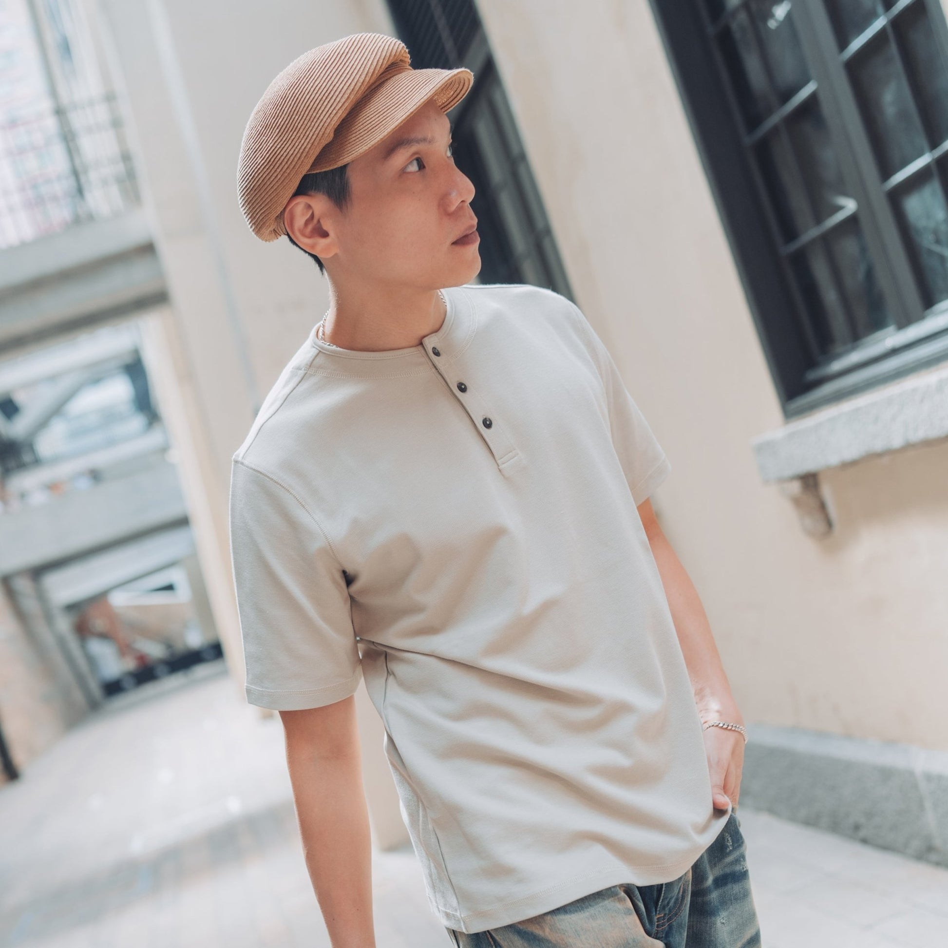 Extreme Soft Cotton Henley T-Shirt 高密柔軟棉亨利領T-Shirt【男版標準款】 - Full House Denim & Workshop