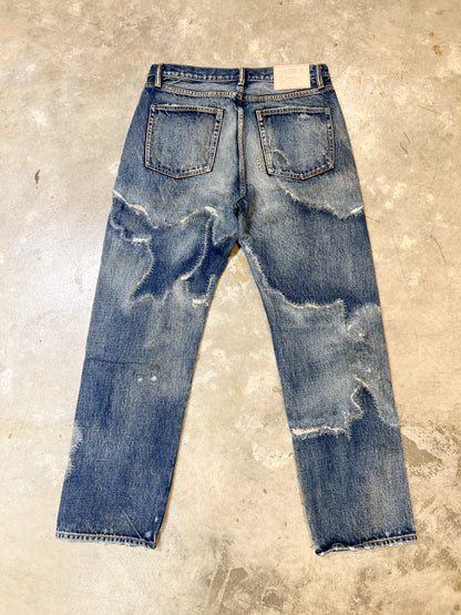 F04 Penetration Fading Damaged Jeans - Full House Denim & Workshop