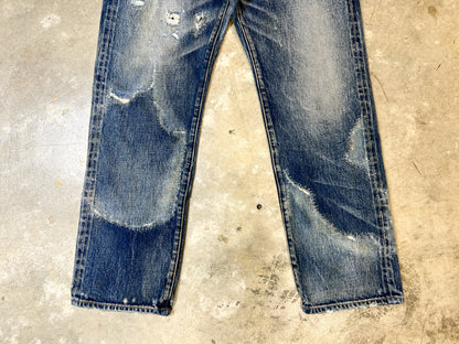 F04 Penetration Fading Damaged Jeans - Full House Denim & Workshop