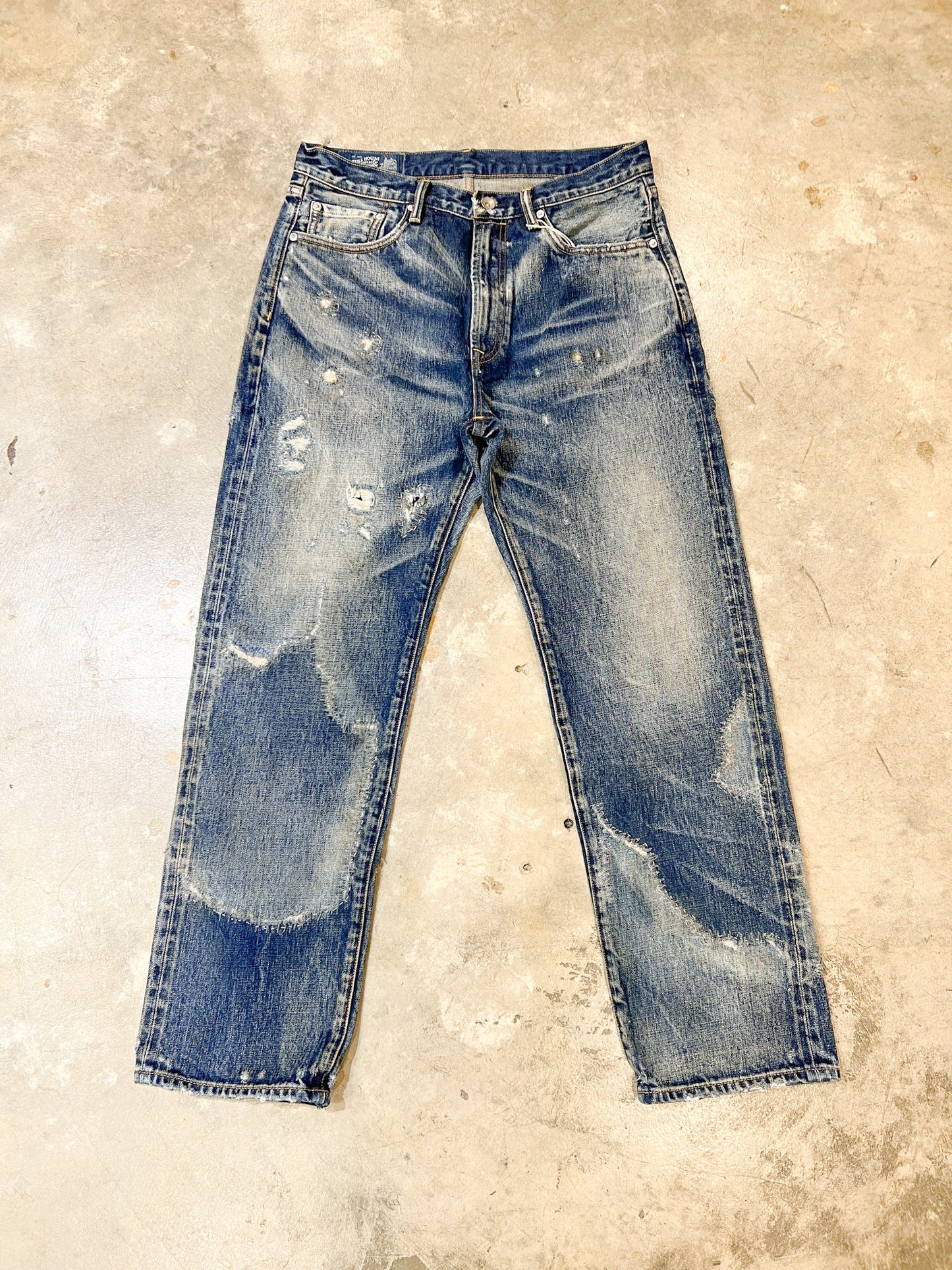 F04 Penetration Fading Damaged Jeans - Full House Denim & Workshop