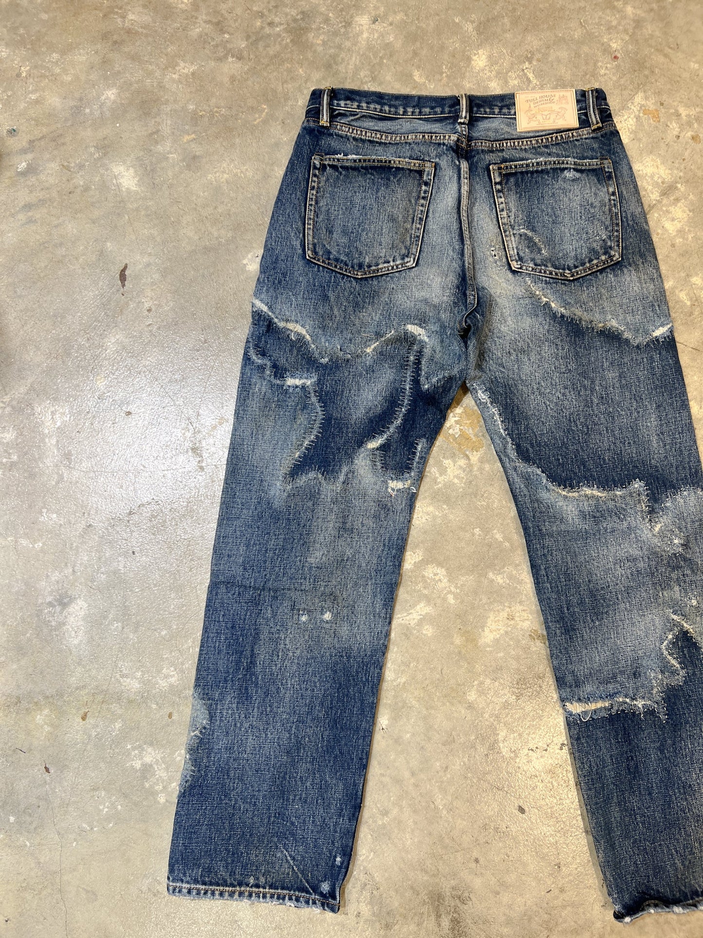 F04 Penetration Fading Damaged Jeans - Full House Denim & Workshop