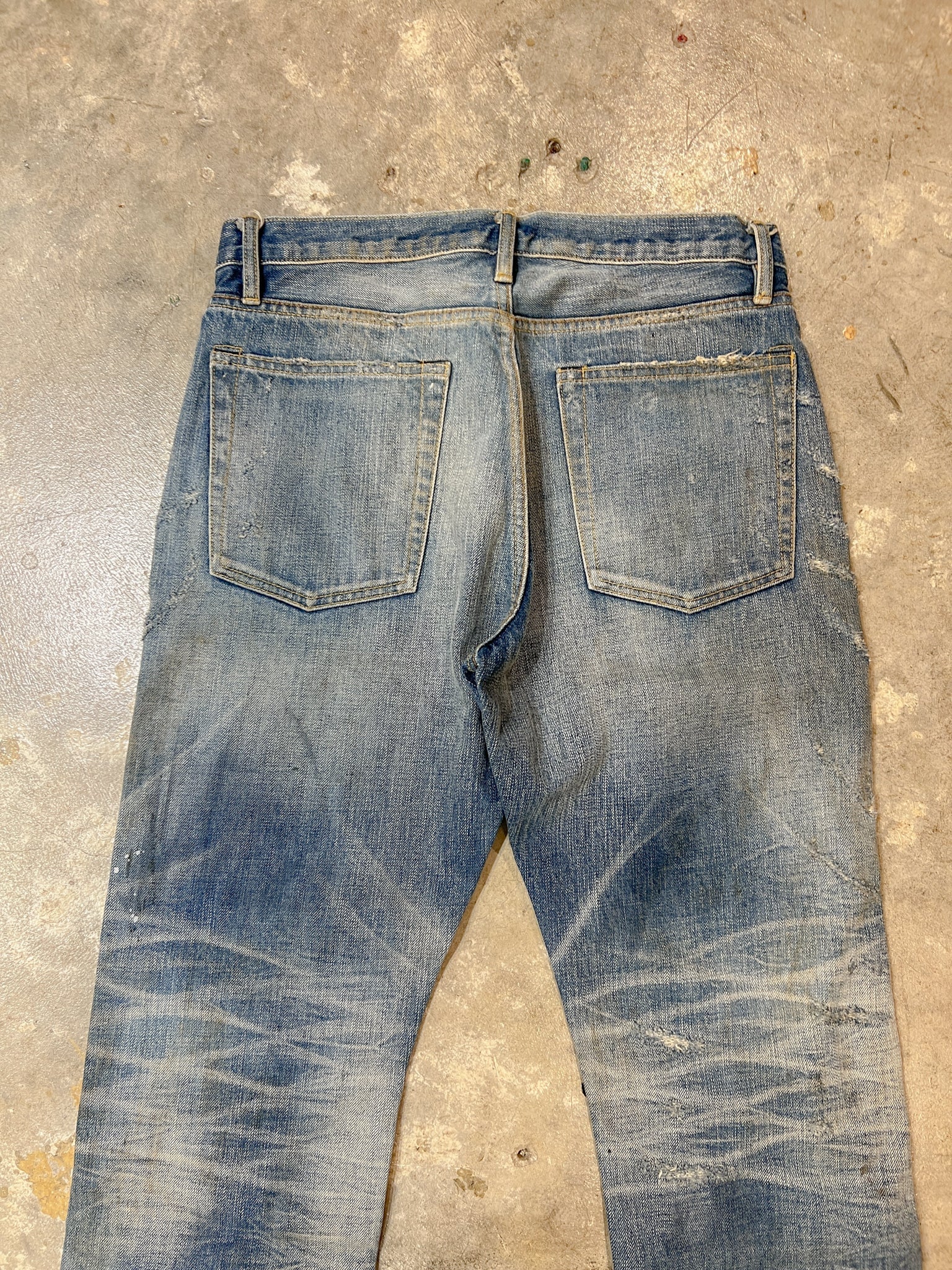 F05 Damaged Crushing Denim Jeans - Full House Denim & Workshop