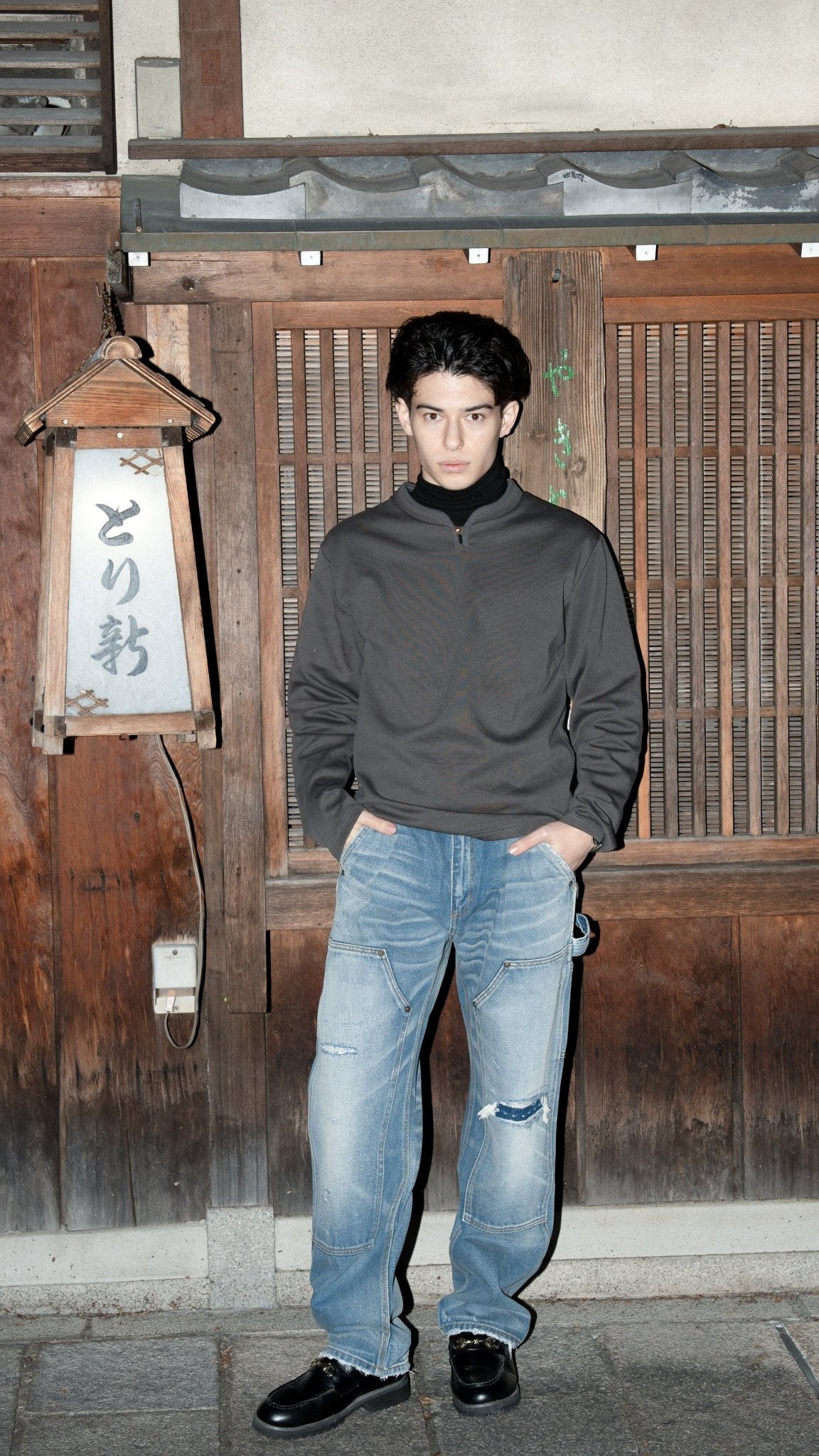 Golden Button High Collar Long Sleeve T-Shirt 金鈕企領長袖T-Shirt - Full House Denim & Workshop