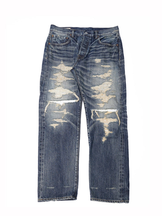 【訂製】HG01 16oz. Damaged Crush Straight Cut Jeans - Full House Denim & Workshop