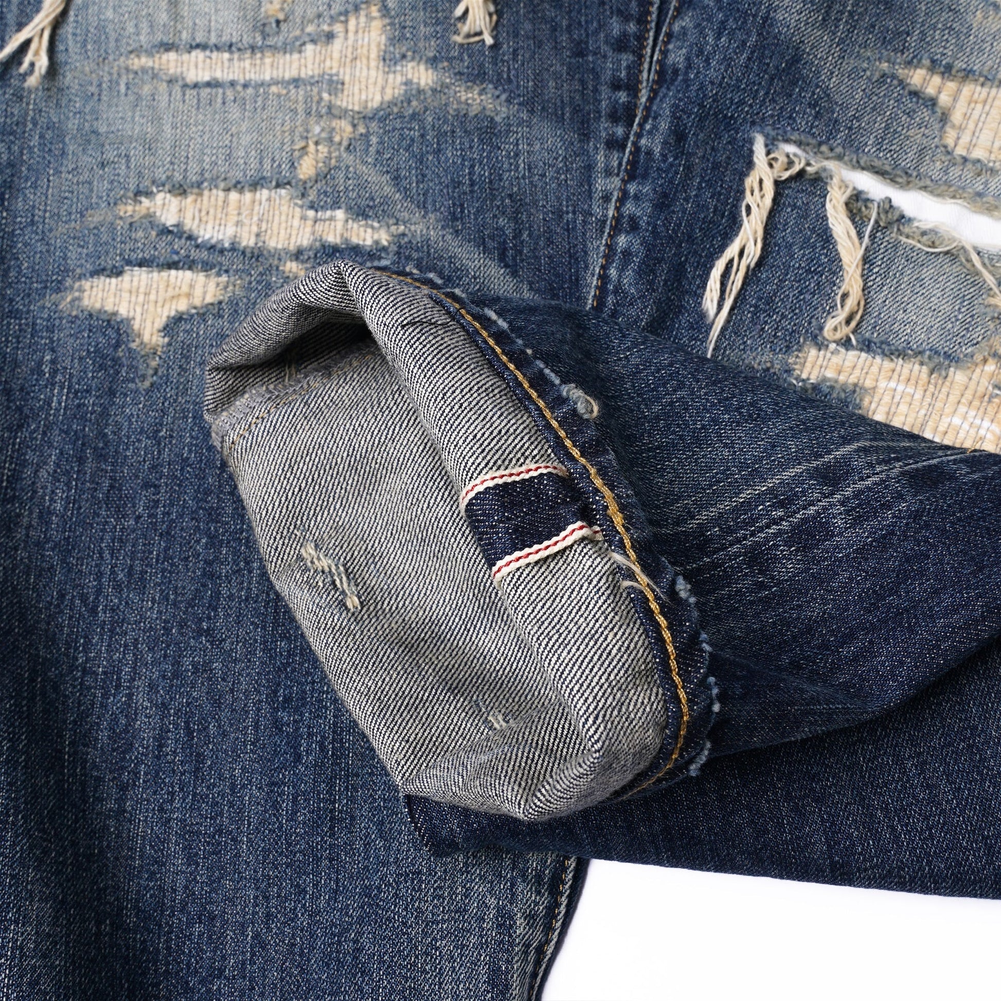 【訂製】HG01 16oz. Damaged Crush Straight Cut Jeans - Full House Denim & Workshop