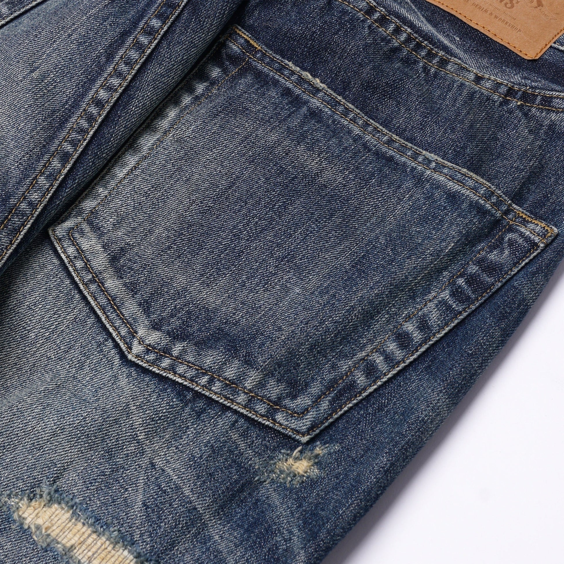 【訂製】HG01 16oz. Damaged Crush Straight Cut Jeans - Full House Denim & Workshop