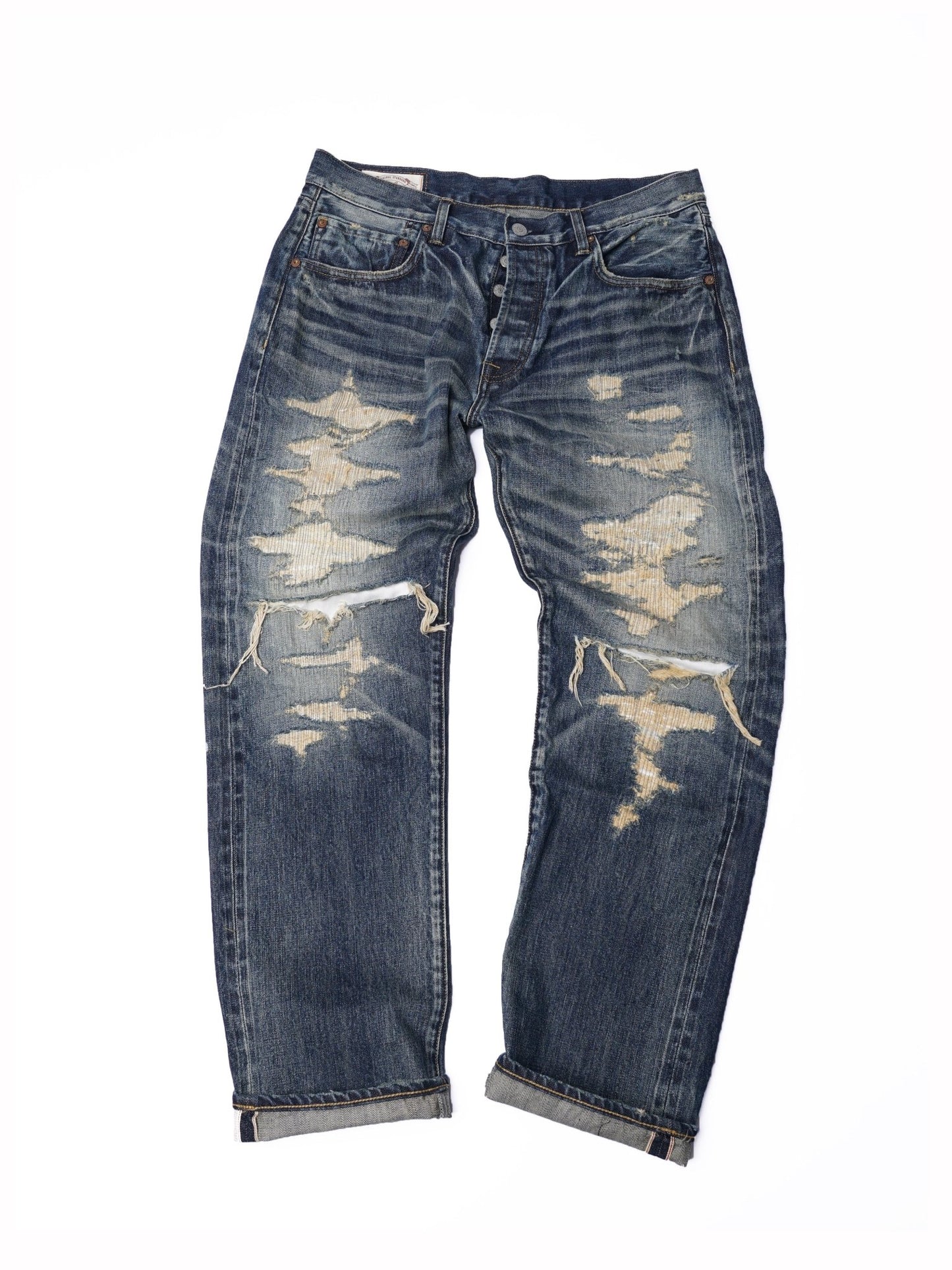 【訂製】HG01 16oz. Damaged Crush Straight Cut Jeans - Full House Denim & Workshop