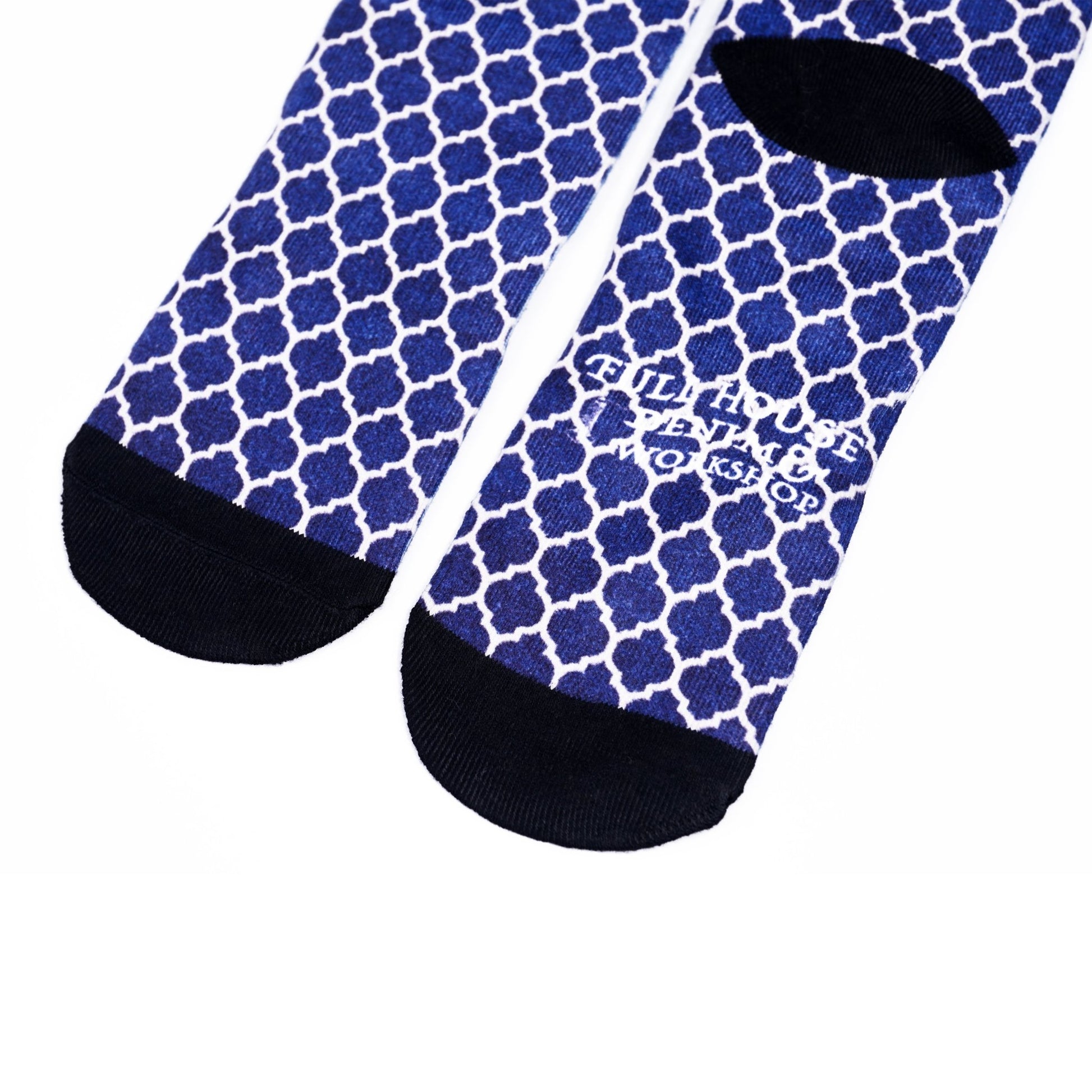 Indian Pattern Digital Print Socks(Blue) - Full House Denim & Workshop