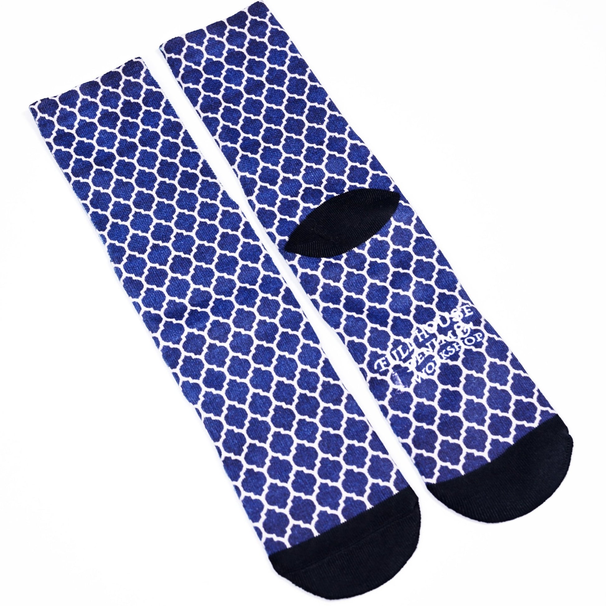 Indian Pattern Digital Print Socks(Blue) - Full House Denim & Workshop