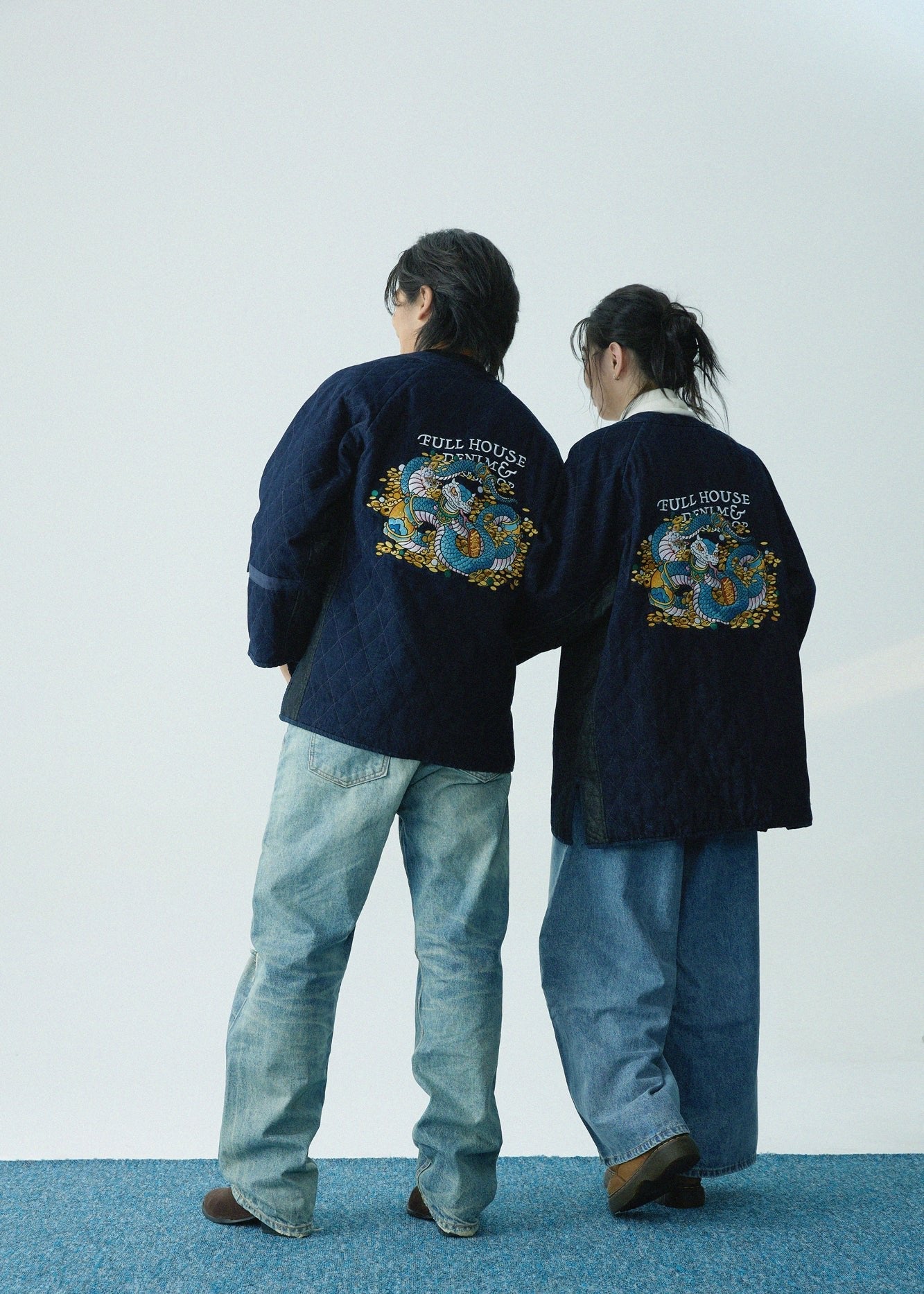 【Limited Edition】Wealth Serpent Embroidery Double Sided Haori【玉京子】 - Full House Denim & Workshop