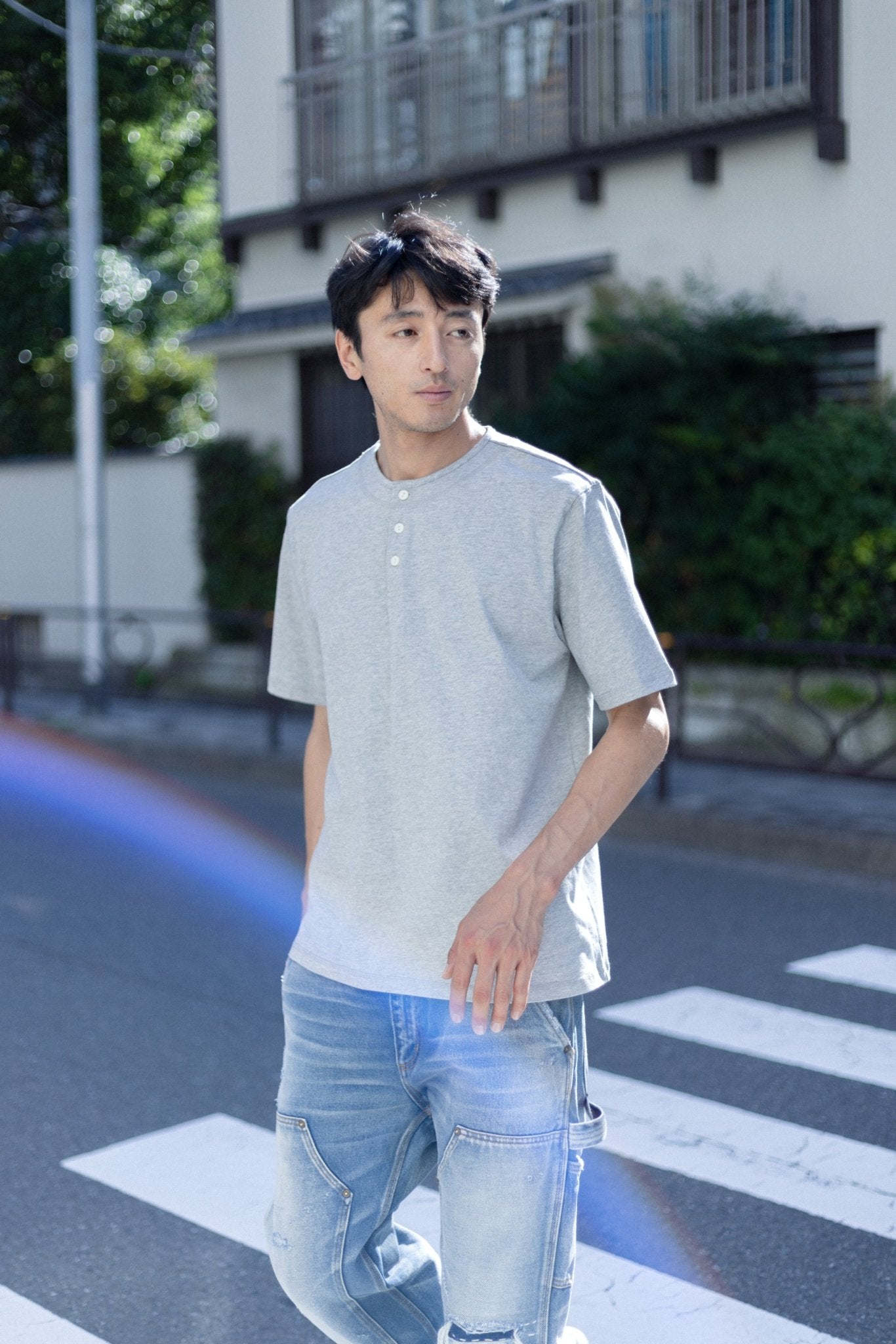 【二代目】Washi Paper Yarn Blended Henley T-Shirt 和紙紗混紡高密棉亨利領T-Shirt - Full House Denim & Workshop