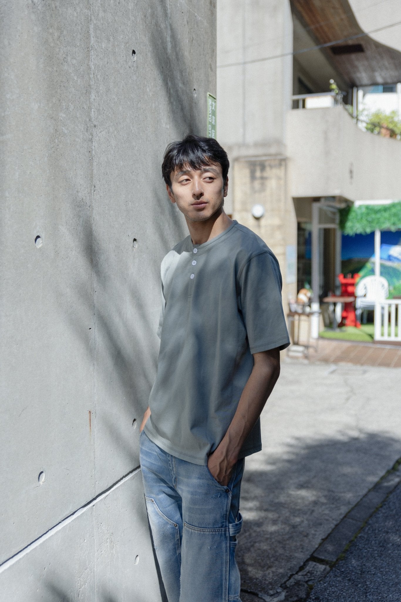 【二代目】Washi Paper Yarn Blended Henley T-Shirt 和紙紗混紡高密棉亨利領T-Shirt - Full House Denim & Workshop