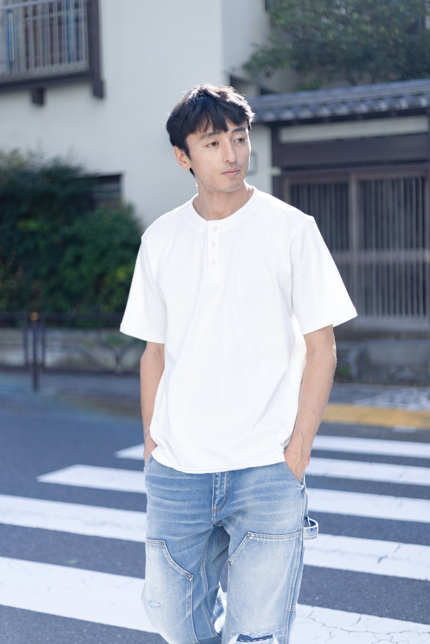 【二代目】Washi Paper Yarn Blended Henley T-Shirt 和紙紗混紡高密棉亨利領T-Shirt - Full House Denim & Workshop