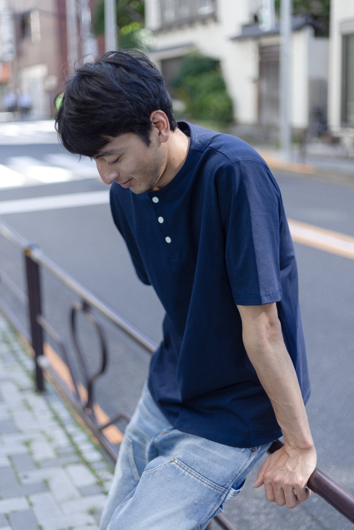 【二代目】Washi Paper Yarn Blended Henley T-Shirt 和紙紗混紡高密棉亨利領T-Shirt - Full House Denim & Workshop