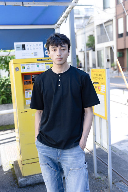 【二代目】Washi Paper Yarn Blended Henley T-Shirt 和紙紗混紡高密棉亨利領T-Shirt - Full House Denim & Workshop